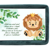 Tava mot baieti, aniversare 1 an, Regele Leu, catifea verde inchis 7 piese, 34x25 cm, REC5011/24